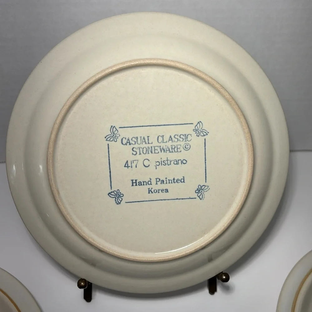 Dessert Lunch Plates Stoneware Casual Classic Daffodils Hand Painted Korea SO 4